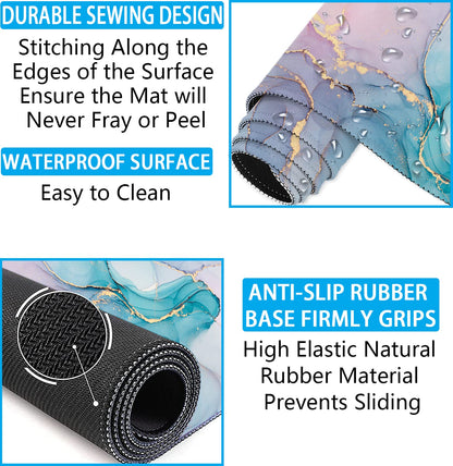 LATEEFAH Desk Mat, Mouse Pad with Wrist Rest, 4-in-1 Large Mouse Pads for Desk, Ergonomic Mouse Pad and Keyboard Wrist Rest Gaming Keyboard Mat for Office, Home