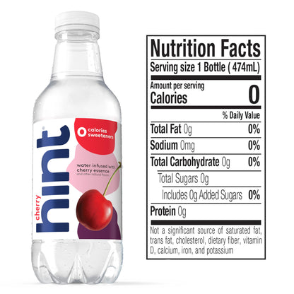Hint Bottled Water, Blackberry and Cherry- Purified Flavored Water with Zero Calories, Sugar Free, Natural Flavors - 16 Fl Oz (Pack of 24)