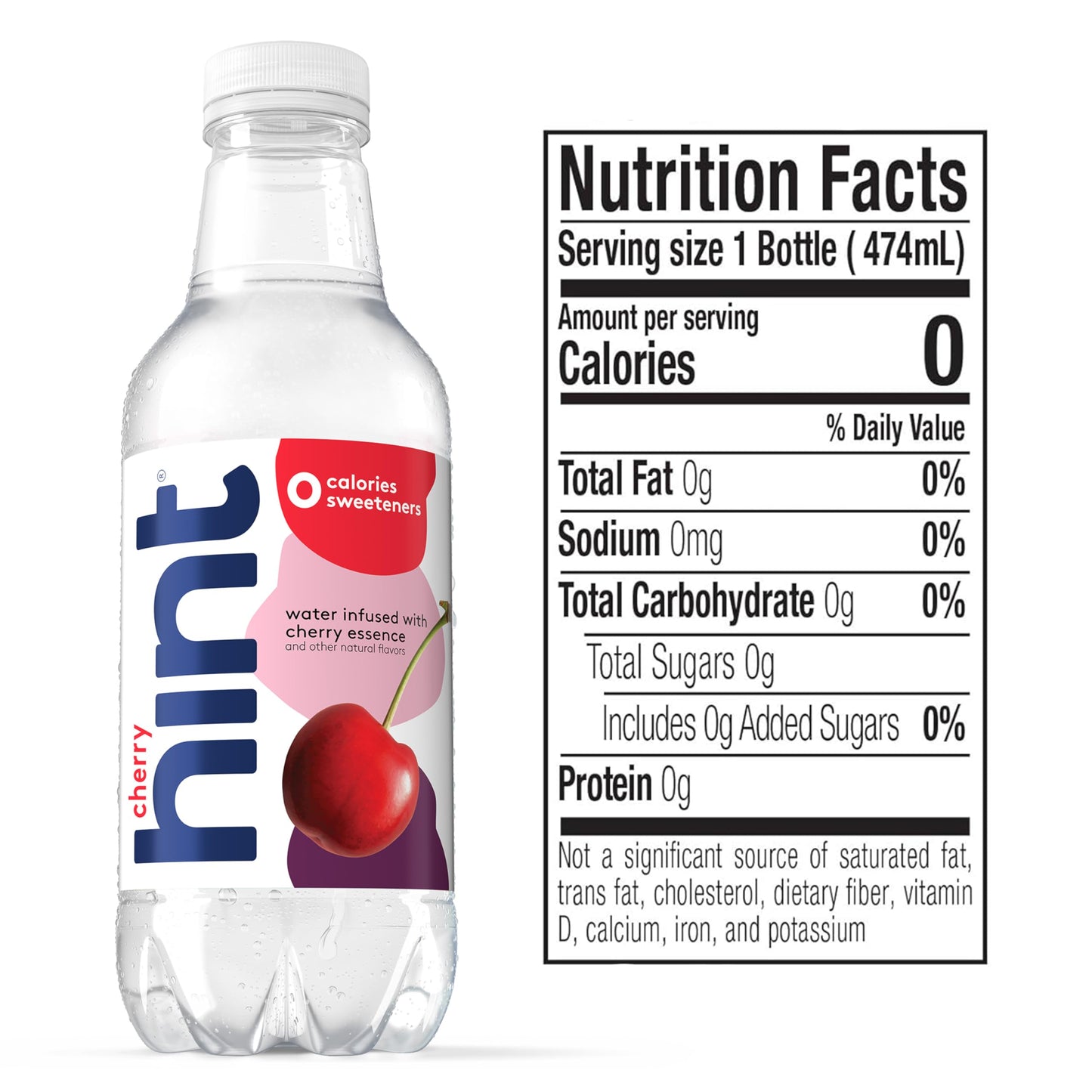 Hint Fruit-Infused Bottled Water, Cherry - Sugar Free Flavored Water with Zero Calories, Naturally Flavored, and No Artificial Sweeteners - 16 Fl Oz (Pack of 12)