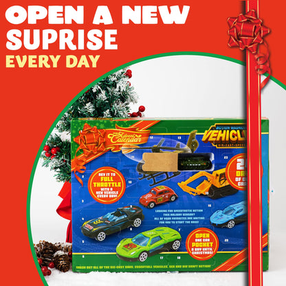 JOYIN 2025 Christmas Advent Calendar, 24 Days Countdown Calendar Diecast Cars Set, Christmas Vehicles Toys for Boys Kids, Classroom Prizes Xmas Gift, Xmas Party Favor Gifts, Advent Calendar Kids