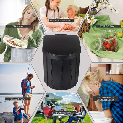 KINSPORY Camping Toilet, Portable Toilet for Adults & Kids, Foldable Potty & Outdoor Emergency Sanitation Products, Trash Can, Stool for Car Truck Camping Travel Hiking Fishing Long Trips (Deep Black)