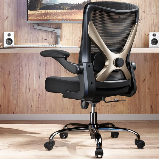 Ergalithic Ergonomic Office Chair - X-Shaped Computer Desk Chair Comfy, Gaming Chair, Office Chair with Lumbar Support, Mesh Office Chairs, Desk Chair for Long Hours(Black Gold)