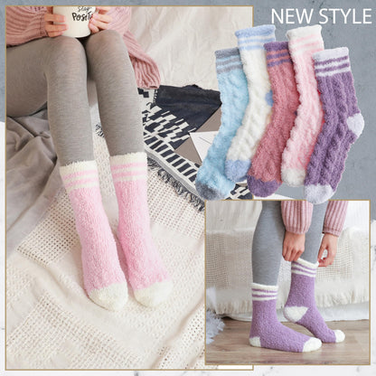 EBMORE Womens Fuzzy Socks Slipper Soft Cabin Plush Warm Fluffy Winter Christmas Sleep Stocking Stuffers Cozy Adult Socks?Stripe Weave C?