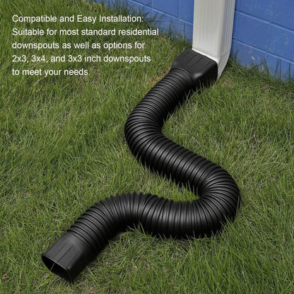 2 Pack Flexible Rain Gutter Downspout Extensions,Drain Downspout Extender,Gutter Extension Flexible,Down Spout Drain Extension Pipes,Extendable from 21 to 60 Inches (Black)