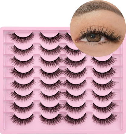 Lashes Natural Look Wispy Fasle Eyelashes 12mm Short Faux Mink Eyelashes Cat Eye Natural Strip Lashes Pack by Zegaine 16 Pairs