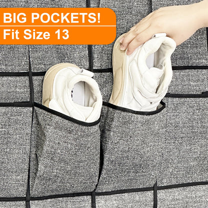 homyfort Over the Door Shoe Organizer, Hanging Shoe Rack Storage Holder with 24 Large Pockets for Closet Door, Men Women Kids Shoes, Cruise (Black)