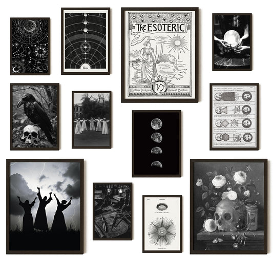 97 Decor Witchy Home Decor - Vintage Gothic Decor for Home, Creepy Goth Posters Halloween Art Prints, Spooky Picture for Bedroom (unframed)