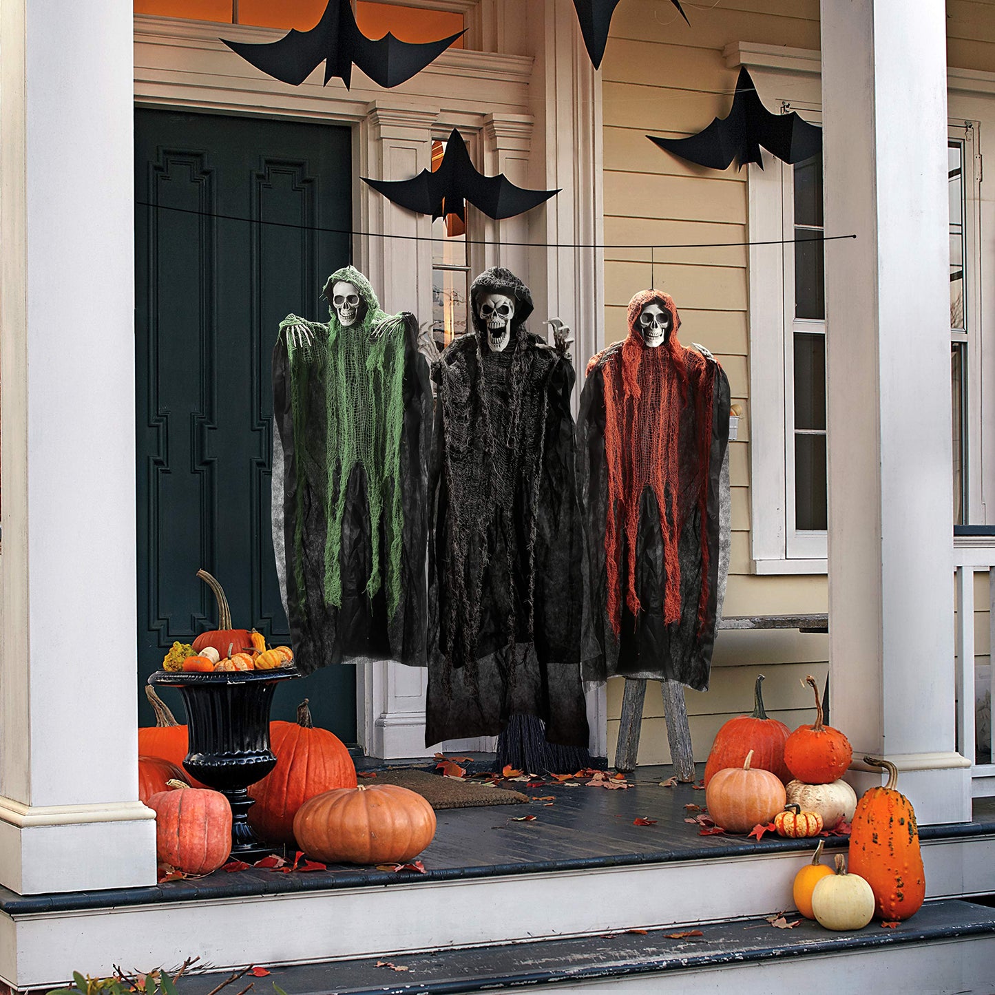 JOYIN Halloween Hanging Grim Reapers (3 Pack), One 47” and Two 35” Grim Reapers, Halloween Skeleton Flying Ghost for Haunted House Prop Décor, Outdoor Indoor Decor