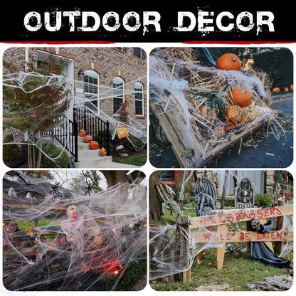 1000 sqft Spider Webs Halloween Decorations Bonus with 30 Fake Spiders, Super Stretch Cobwebs for Halloween Indoor and Outdoor Party Supplies