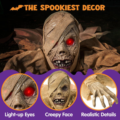 JOYIN Halloween Zombie Groundbreaker Outdoor Decoration, Zombie Groundbreaker with Light-up Eyes and Creepy Sound (Sound Activation) for Halloween Outside, Lawn, Graveyard Decor, Haunted House Props