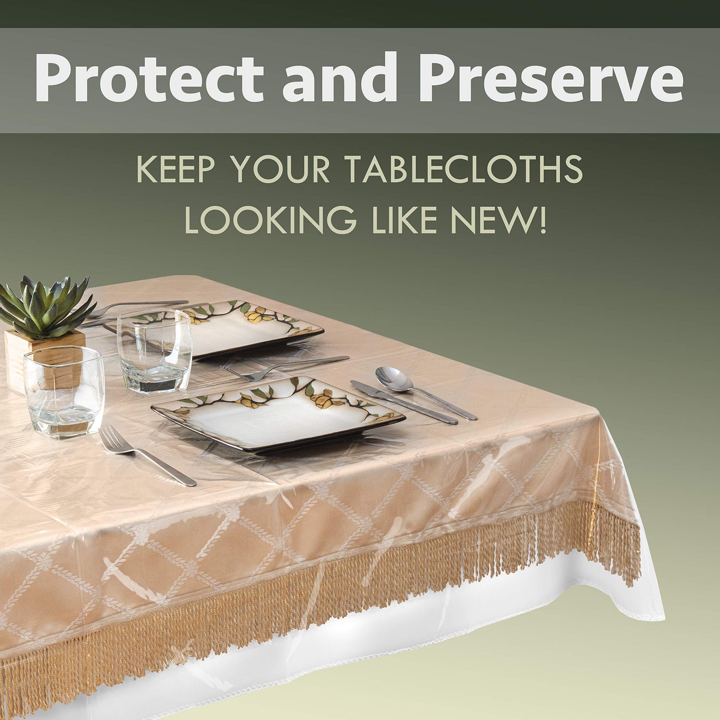 Elaine Karen Clear Plastic Table Cover Protector 100% Waterproof Table Protector Crystal Clear Plastic Tablecloth Cover for Dining Table Heavy Duty Vinyl, 60" x 90" Rectangle