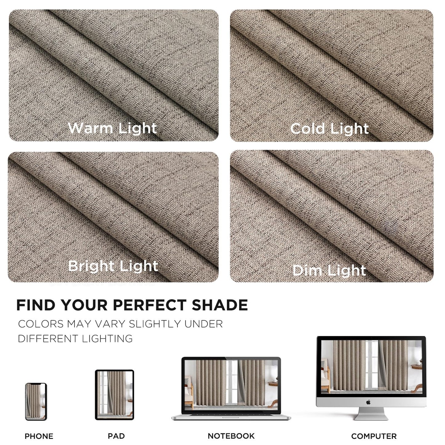 Joydeco Blackout Curtains for Bedroom - Natural Linen Curtains 52" W x 84" L (Pack of 2), Thermal Insulated 100% Blackout 2 Panels Linen Rod Pocket & Back Tabs Light Blocking Drapes for Living Room