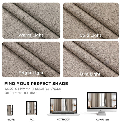 Joydeco Blackout Curtains for Bedroom - Natural Linen Curtains 52" W x 84" L (Pack of 2), Thermal Insulated 100% Blackout 2 Panels Linen Rod Pocket & Back Tabs Light Blocking Drapes for Living Room