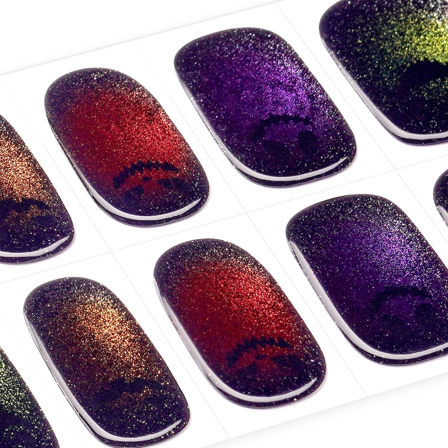 DANNI & TONI Semi Cured Gel Nail Strips Halloween Ghost Cat Eye Gel Nail Wraps Gift for Woman | Spooky Night