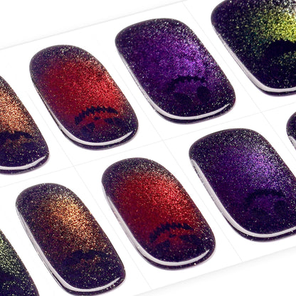 DANNI & TONI Semi Cured Gel Nail Strips Halloween Ghost Cat Eye Gel Nail Wraps Gift for Woman | Spooky Night
