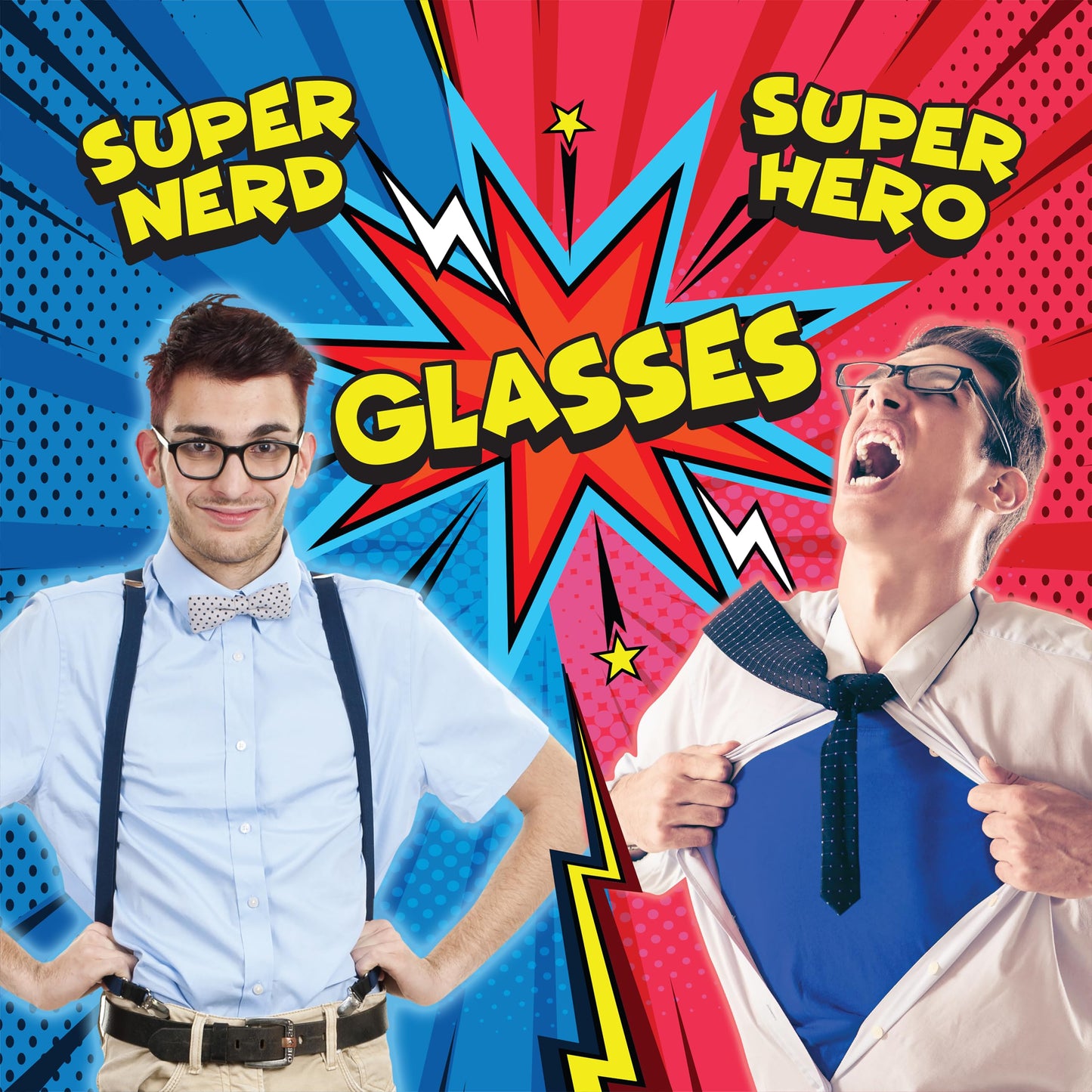 Kangaroo Black Fake Glasses - Classic Superhero Glasses Frames - Retro Clear Non-Prescription Nerd Costume Eyeglasses for Men & Women for Halloween Cosplay
