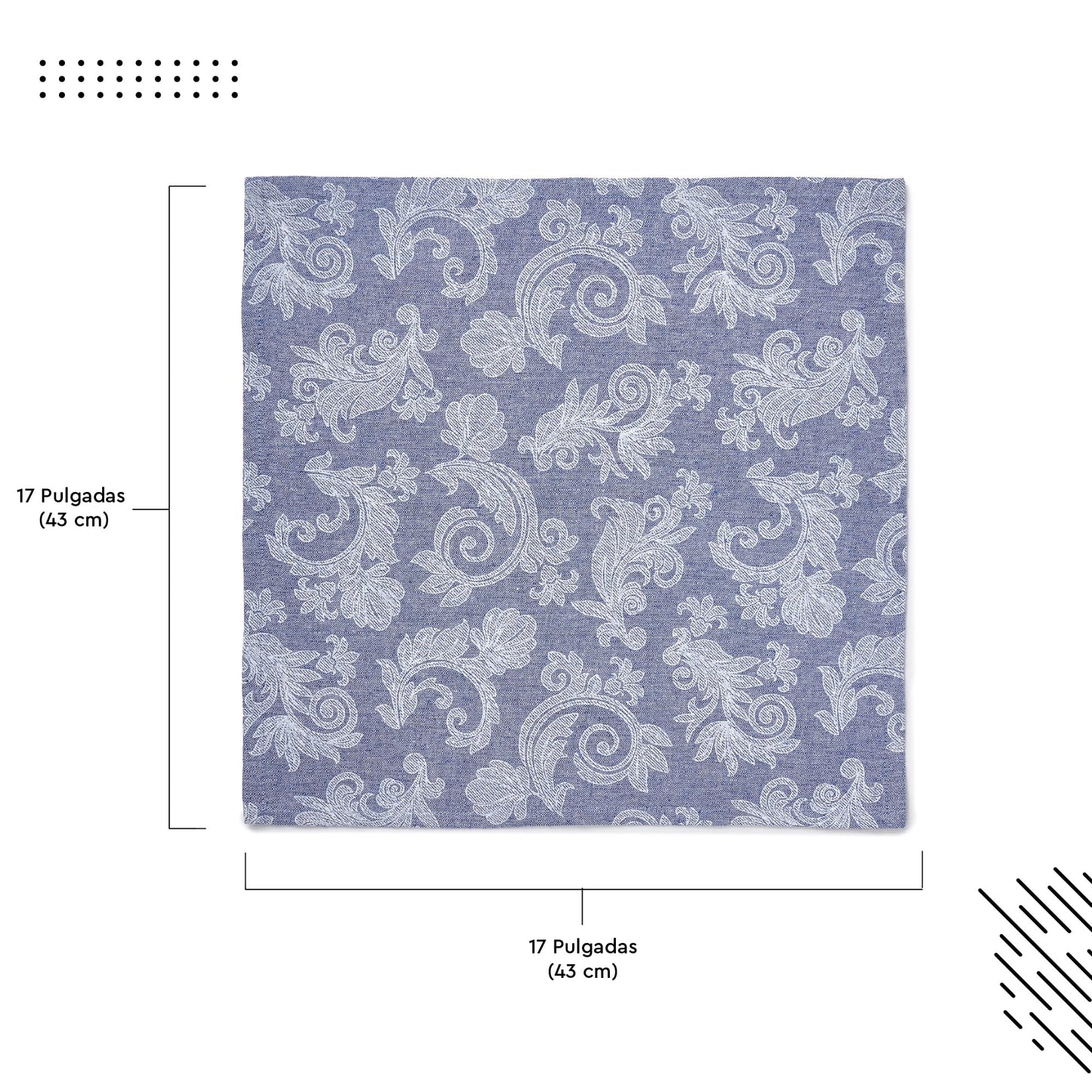 Encasa XO Blue Cloth Napkins Set of 12, 18x18 in | Floral Jacquard Homespun Cotton Dinner Napkins | Washable & Reusable Wedding Napkins for Holiday Dining, Parties, & Everyday Table Décor