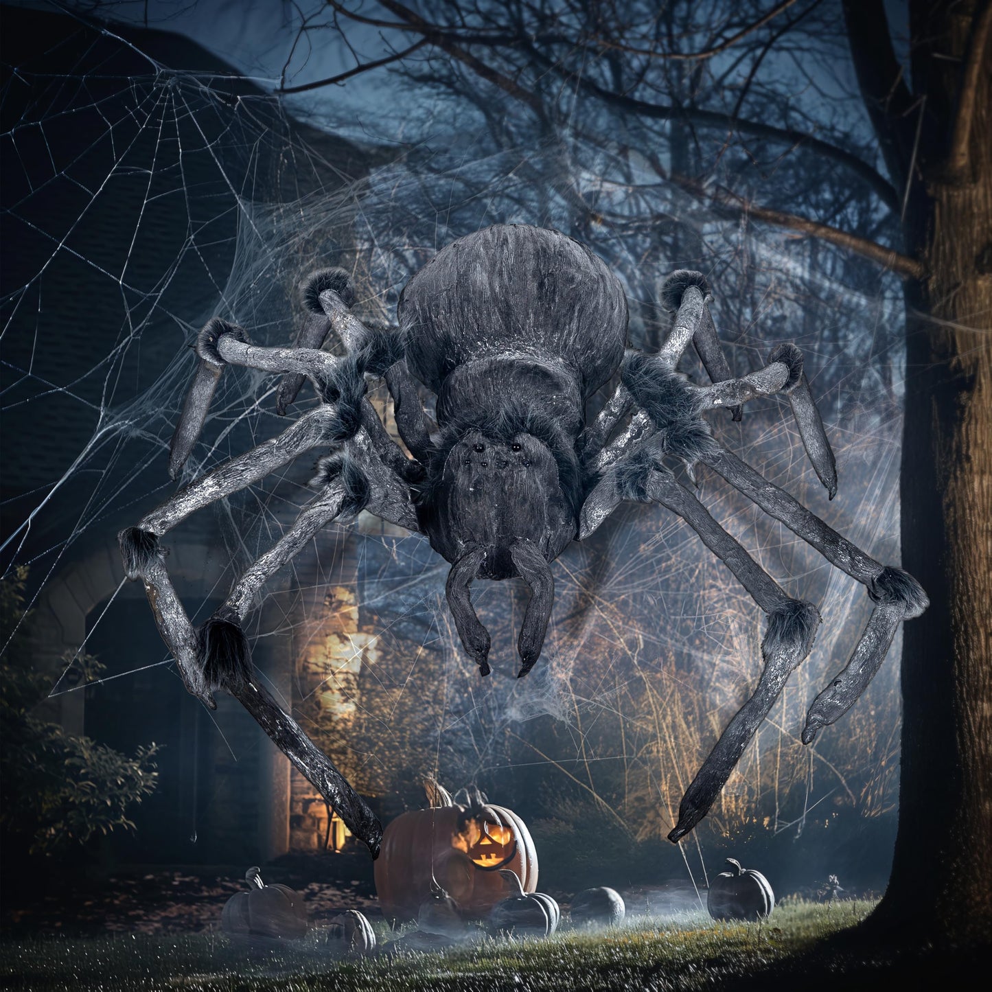 JOYIN Halloween Outdoor Decorations Giant Spider, 45” Scary Large Spider Halloween Decor Outside, Indoor Party Supplies, Yard Lawn Garden Haunted House Prop