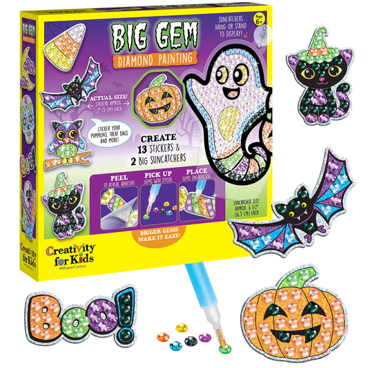 Creativity for Kids Big Gem Diamond Painting Kit - Halloween Stickers and Suncatchers - Spooky DIY Crafts for Kids, Trick or Treat Activities and Gifts for Kids (Ages 6+)