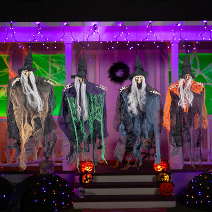 JOYIN 4 Pcs 19.6” Hanging Witch Halloween Decorations Outdoor Indoor Flying Haunted House Scary Decor for Lawn Garden Yard