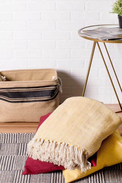 DII Chevron Throw Collection Handloomed Cotton, 50x60, Marigold