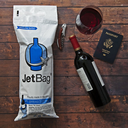 Jet Bag - Protective, Absorbent, Reusable Wine Bags for Travel (Set of 3) Made in the USA - Clear Back allows for Custom Insert