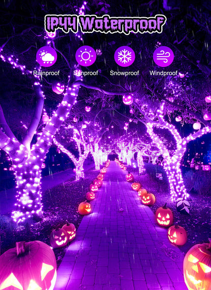 Halloween-Lights-Indoor, 100 LED 39 FT Purple Mini String Light Twinkle Lights USB with Remote & Adapter, Waterproof Tree Lights for Haunted House Window Holiday Party Xmas Christmas Decorations