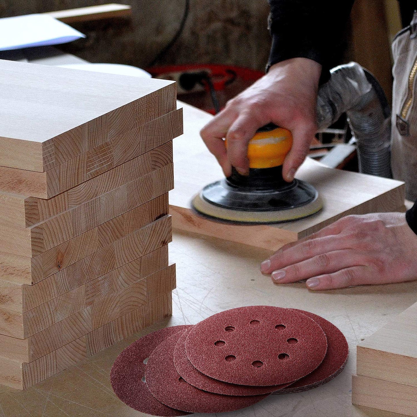 100PCS 5 Inch 8 Holes Sanding Discs 60 120 240 400 600 800 1000 1200 1500 2000 Grit Sandpaper Sander Round Sand Paper (100pcs 60-2000 grit)