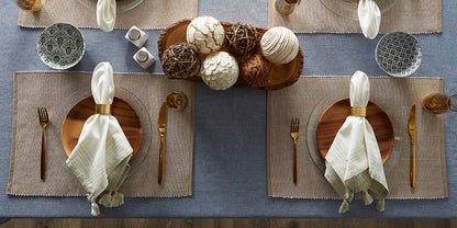 DII Two-Toned Collection Tabletop, Placemat Set, Stone, 6 Piece