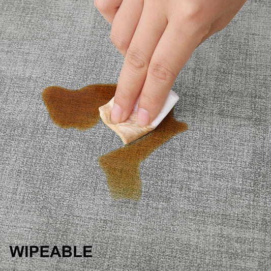 homing Faux Leather Heat Resistant Placemats Set of 6 – Waterproof Wipeable Dining PU Place Mats for Indoor & Outdoor, Easy to Clean - Light Grey