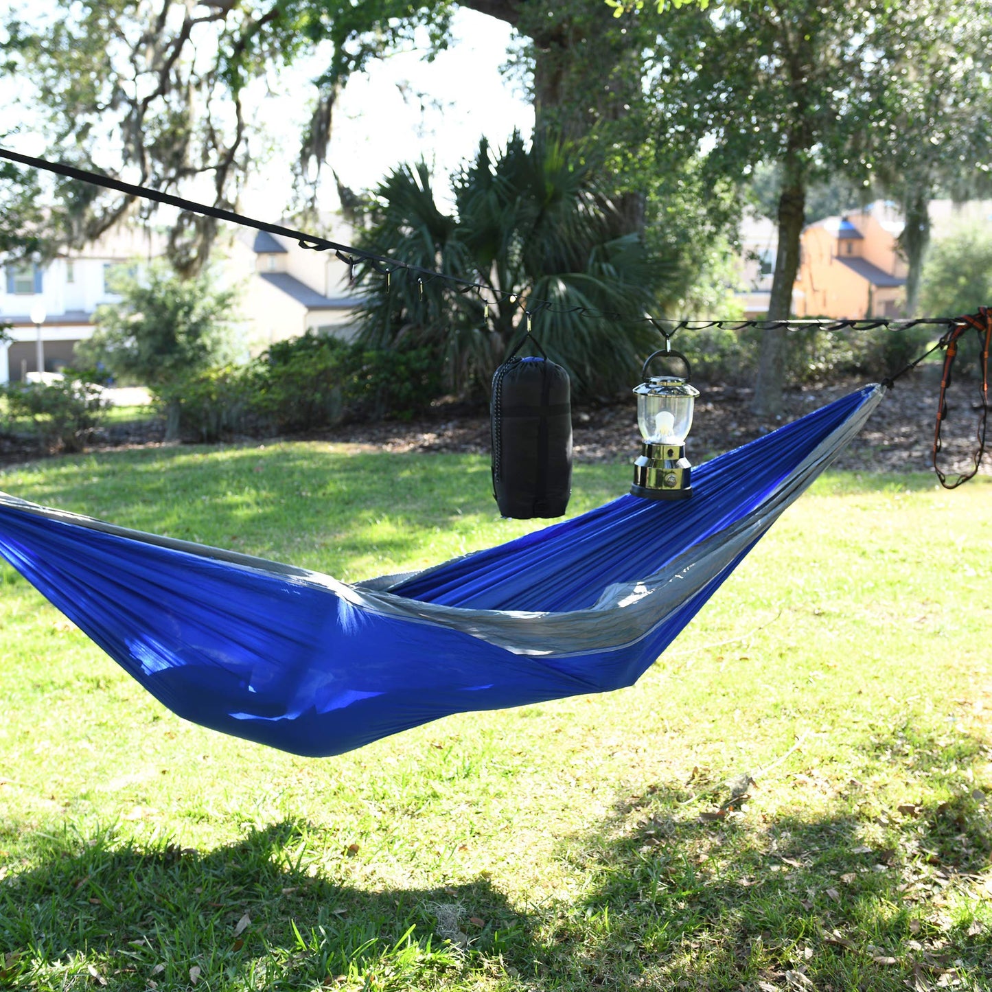 LAMURO Campsite or Garden Supplies Storage Strap with 8 Hooks | Hanging Your Camping Gear from a Tree | Vertical or Horizontal Organizer