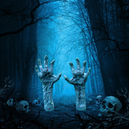 JOYIN Bloodstain Zombie Arm Stake Groundbreaker Halloween Outdoor Decoration Realistic Looking Fake Arm Hands Yard Stakes for Halloween Haunted House Yard Decoration