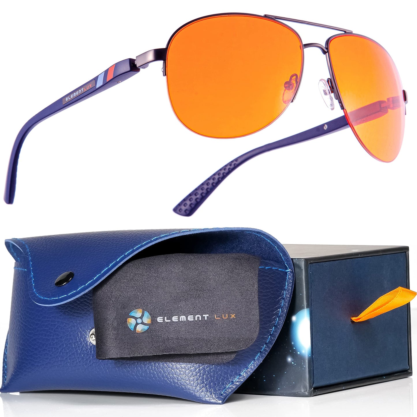 ELEMENT LUX Blue Light Blocking Glasses | 99% Dark Amber Lenses | For Better Sleep, Gaming, Computer Screen, Eyestrain Relief