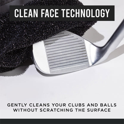 Club Scrub Golf Club and Golf Ball Cleaning Bag, Waterproof Clean Face Technology Liner, Perfectly Dry Microfiber Exterior, Detachable Clip, Machine Washable, Cleans Club Grooves, Gray Pro