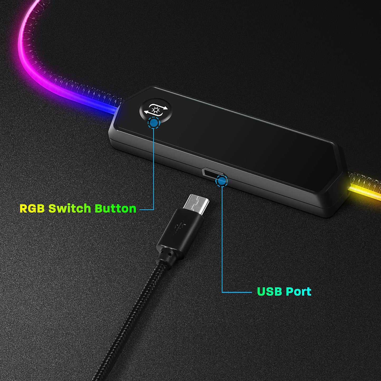 LeadsaiL RGB Gaming Mouse Pad, 15 Light Modes LED Soft Extra Extended Large Mousepad, Non-Slip Rubber Base Computer Keyboard Mouse Mat with Durable Stitched Edges- 31.5 X 12 Inch (RGB Black)