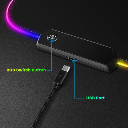 LeadsaiL RGB Gaming Mouse Pad, 15 Light Modes LED Soft Extra Extended Large Mousepad, Non-Slip Rubber Base Computer Keyboard Mouse Mat with Durable Stitched Edges- 31.5 X 12 Inch (RGB Black)