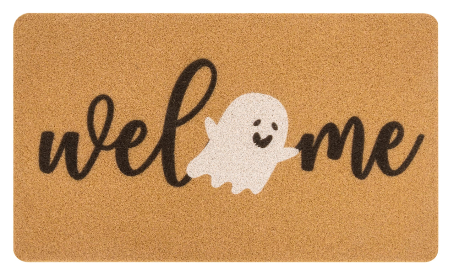 Halloween-Ghost-Coir-Doormat Non-Slip Boo-Ghost-Welcome-Door-Mat Halloween-Decor-Mat for Outdoor Indoor Entrance 17x30 inch (Boo)