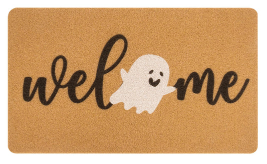 Halloween-Ghost-Coir-Doormat Non-Slip Boo-Ghost-Welcome-Door-Mat Halloween-Decor-Mat for Outdoor Indoor Entrance 17x30 inch (Boo)
