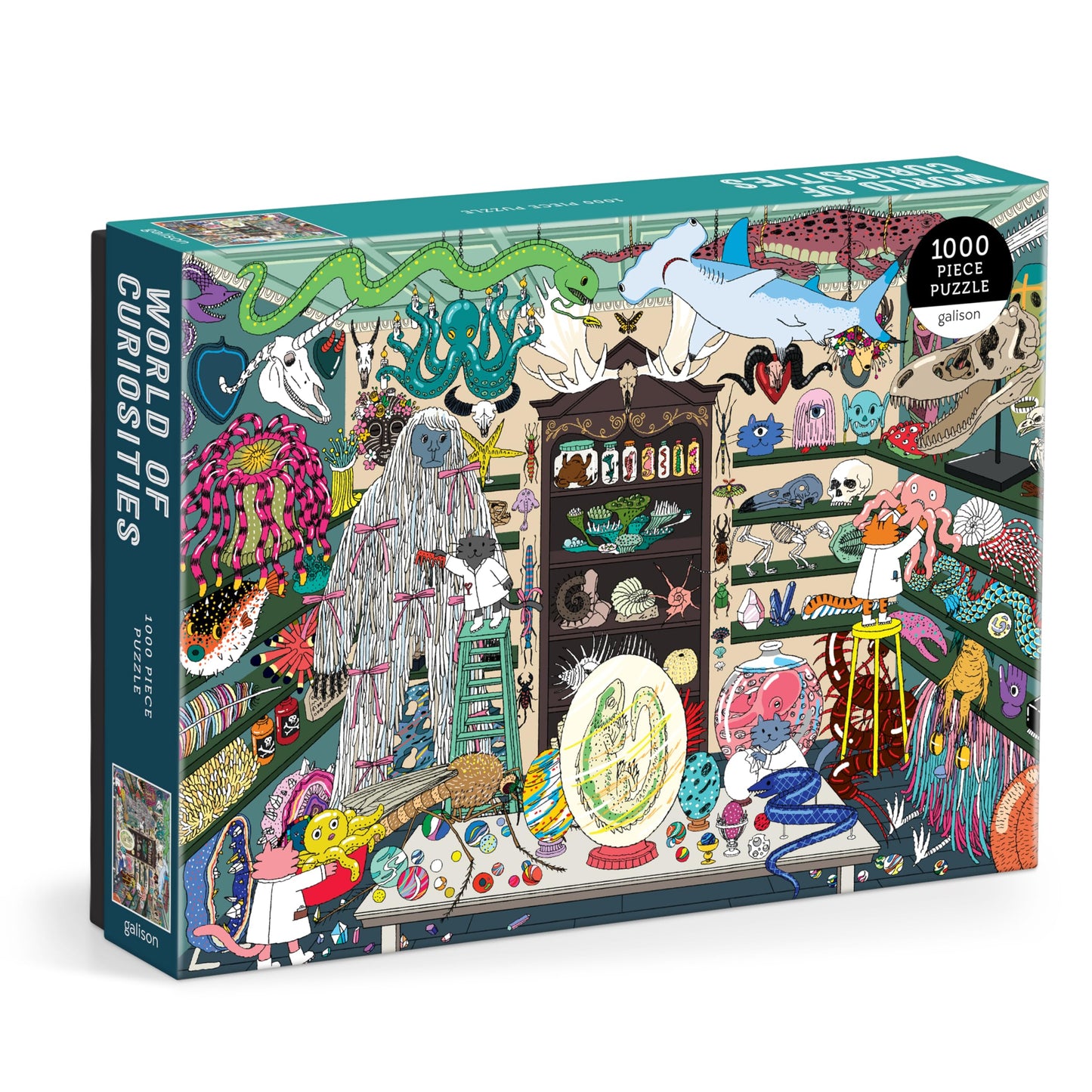 Galison World of Curiosities – 1000 Piece Jigsaw Puzzle Featuring Humorous Illustrations of A Spooky Shop Scene