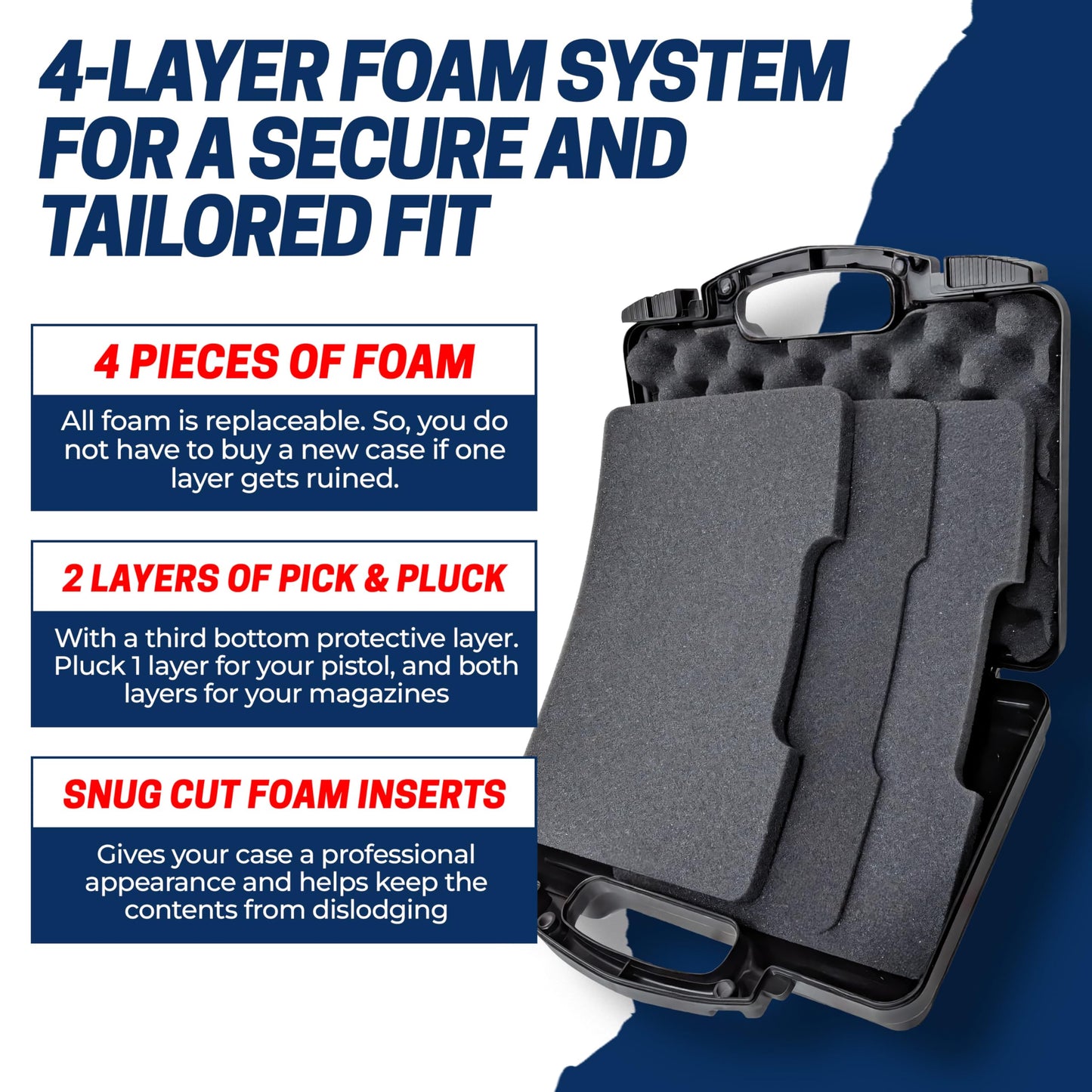 Hard Lockable Gun Case for Pistol, Revolver, and Handgun 12.3" inches x 10.5" Airline Compliant Locking 9mm TSA Approved Firearm Travel Non-Waterproof Storage Box Gun Carrying Case for Pistols