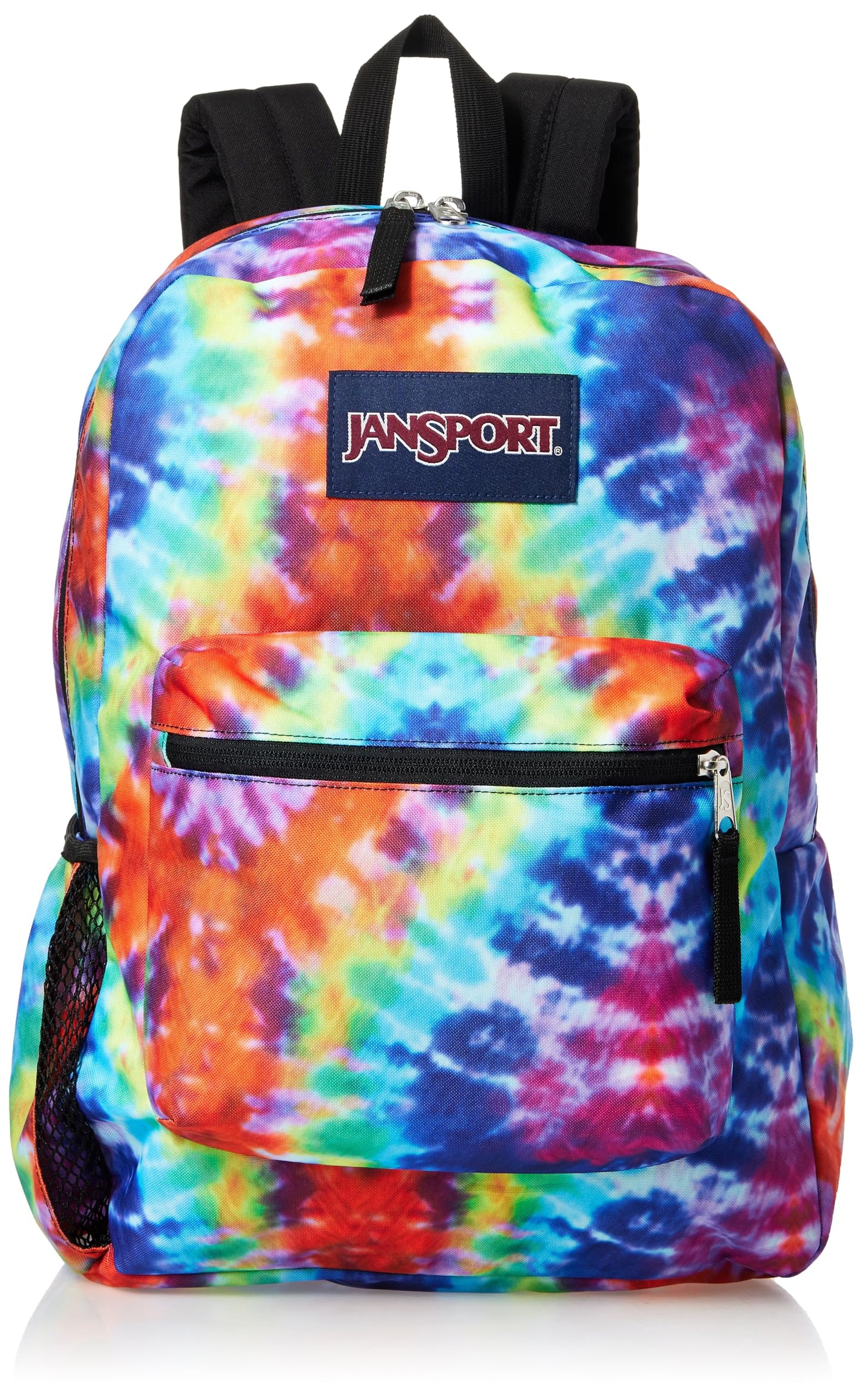 JanSport Cross Town Backpack 17" x 12.5" x 6" - Simple Bag for Everyone with 1 Main Compartment, Front Utility Pocket - Premium Class Accessories - Red Multi Hippie Days