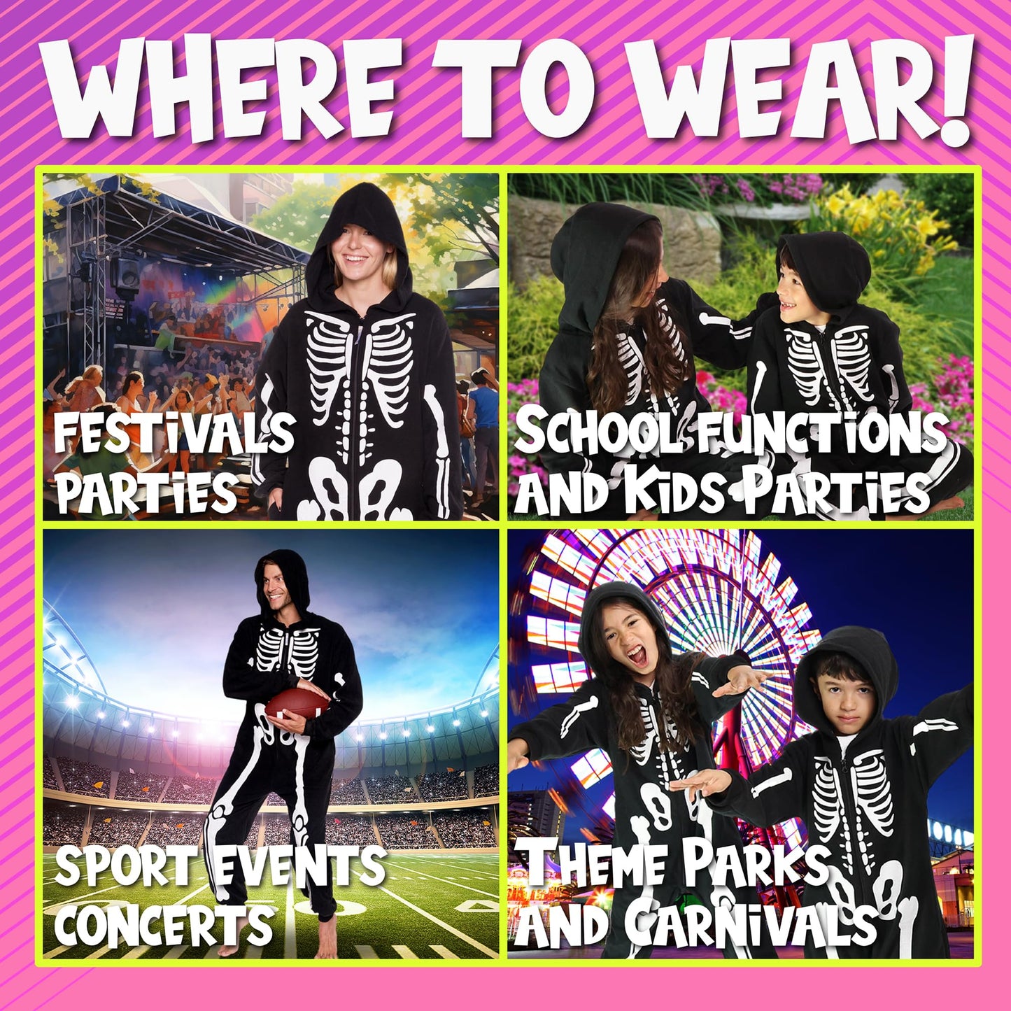 Funziez! Slim Fit Adult Onesie - Animal Halloween Costume - Plush Unisex One Piece Cosplay Suit for Women and Men