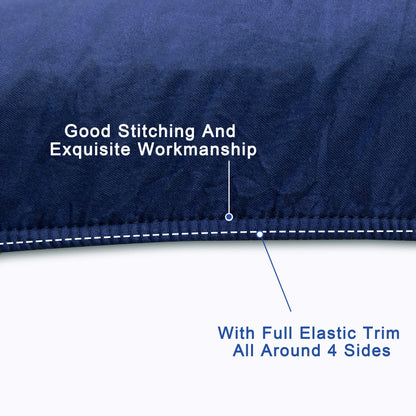 FLXXIE 4 Pieces Toddler Bedding Set, Soft and Breathable Microfiber Crib Sheet Set, Includes Quilted Comforter, Flat Top Sheet, Fitted Sheet, Envelope Pillow Case for Boys and Girls, Navy Blue