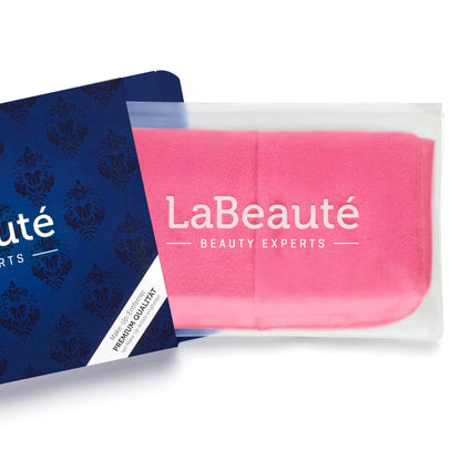 LaBeauté Make-Up Removal Wipes Microfibre (4 Pieces, 21 x 21 cm) Washable and Reusable Make Up Remover Pads, Microfibre Make-Up Pads, for Facial Cleansing and Make-Up Removal (Pink)