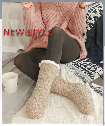 EBMORE Women Slipper Fuzzy Socks Fluffy Cozy Cabin Warm Winter Soft Thick Comfy Fleece Christmas Anti Slip Home Stocking Stuffer(Light Khaki)