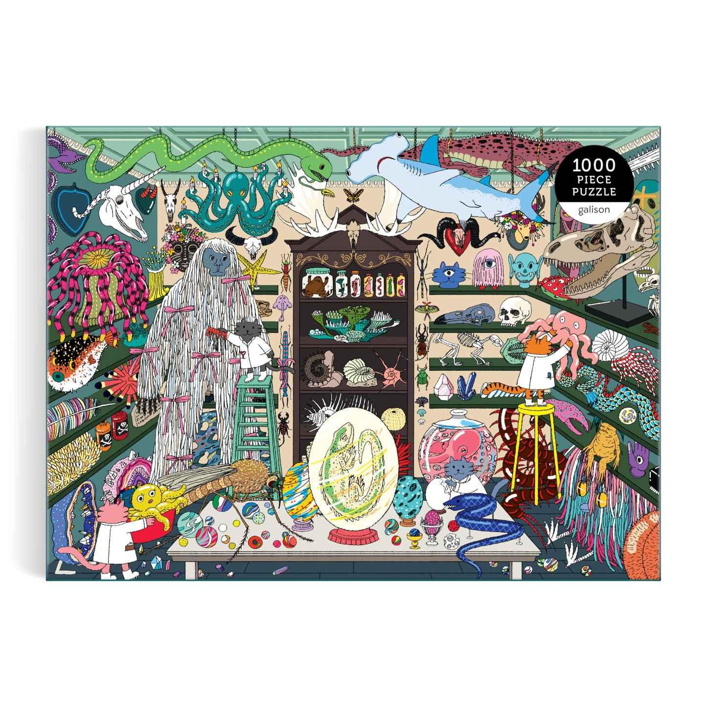 Galison World of Curiosities – 1000 Piece Jigsaw Puzzle Featuring Humorous Illustrations of A Spooky Shop Scene