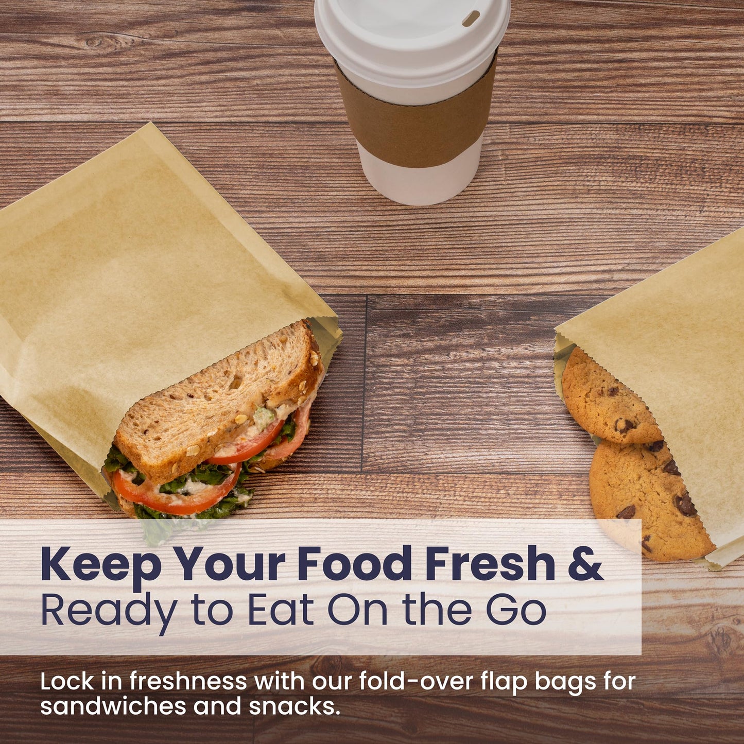 Fit Meal Prep 1000 Pack Paper Sandwich Bags 7 x 6”, Greaseproof Snack Bags, Unbleached Pastry Bag, Recyclable Small Brown Paper Bags, Cookie Sleeves, Food Packing for Bakery, Donuts