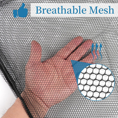 COIDEA 6 Pcs Mesh Bags Drawstring, 14x17 Inch with Lock, Multipurpose Storage Bags for Gym, Balls, Beach, Laundry (Black)