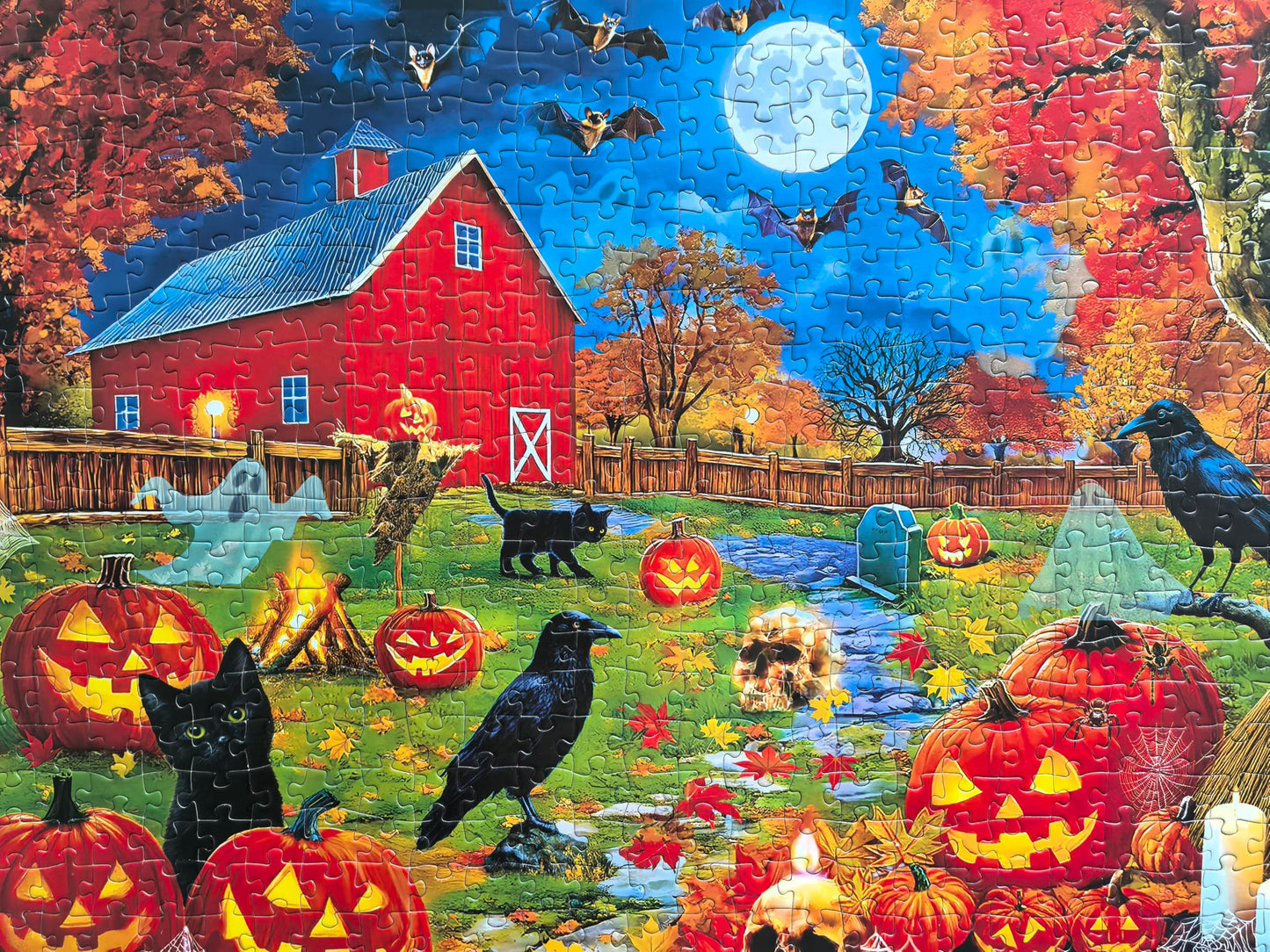 Halloween Puzzles 500 Pieces - Autumn Fall Jigsaw Puzzles for Adults- Light a Jack-o'-Lantern