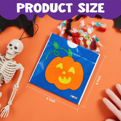 JOYIN 96 Pcs Halloween Drawstring Candy Bags, Small Trick or Treat Goodie Bags Bulk, 6 Designs Halloween Plastic Gift Bag for Kids Trick or Treating, Boys Girls Party Favors Supplies, Classroom Gifts